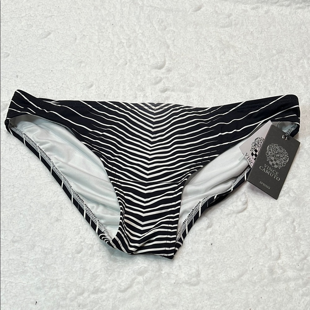 Vince Camuto Black and White Zebra Stripe Bikini